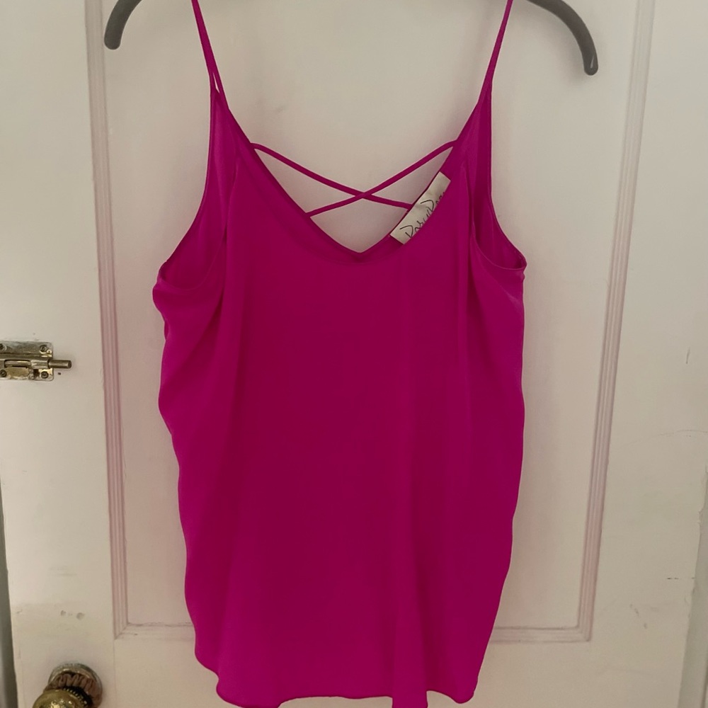 Hot pink silk tank